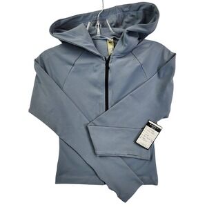 Body by Raven Tracy Blue Gray Zip Up Hoodie Cropped Athleisure Streetwear Gym M